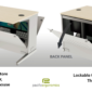 Electric lift recessed monitor desk is lockable