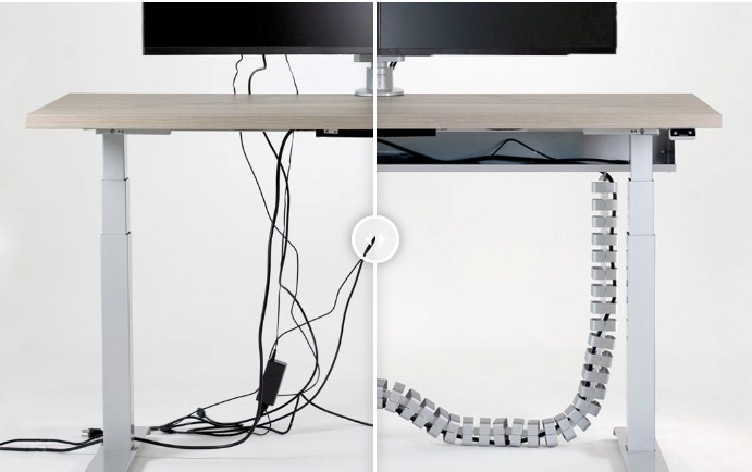 Install Cables On A Standing Desk, Home Office Desks That Hide Cords