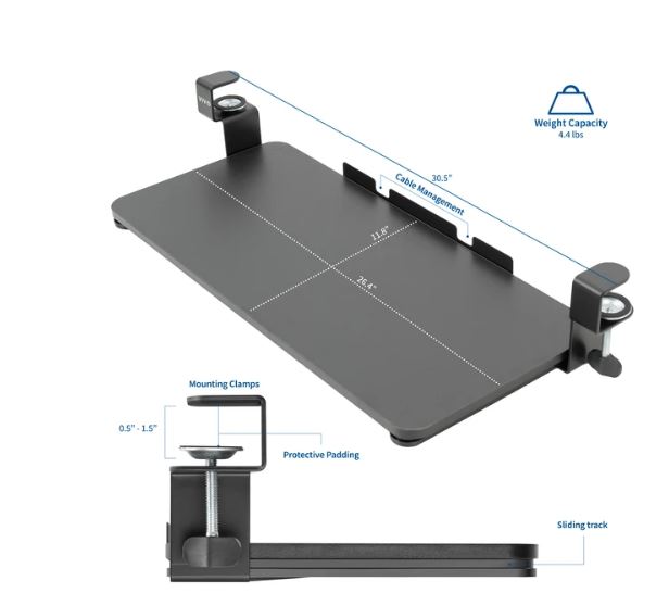 Details about   Slide Keyboard Tray Under Desk With C Clamp-Large Size Steady Keyboard Stand US 