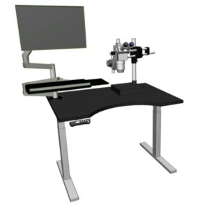 Microscope benching that is height adjustable