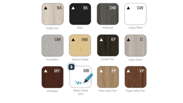 Colors for height adjustable L shaped reception desk
