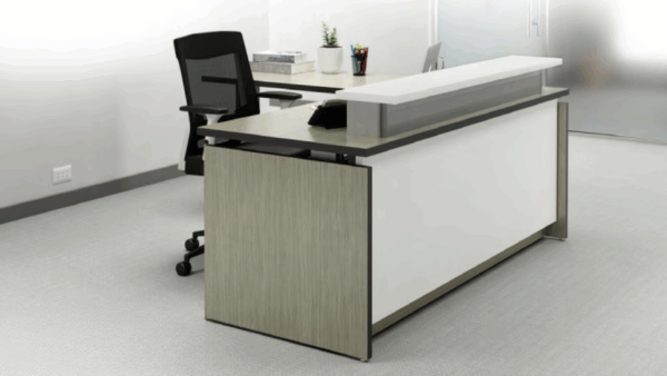 height adjustable L shaped reception desk