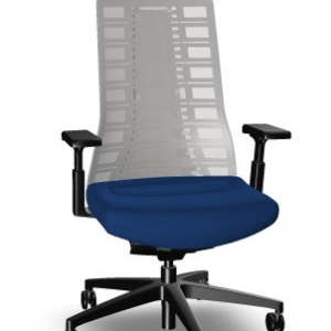 Designer office chairs in blue and white