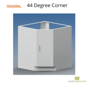 45 degree laboratory corner cabinet with a door and storage