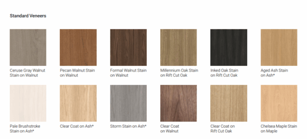 Standard veneers for the credenza with refrigerator