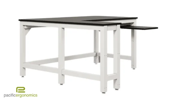 L Shape Microtome adjustable bench with shelf