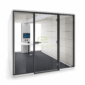 Wide door and easy-to-grab latch handle for easy access in the acoustic room.