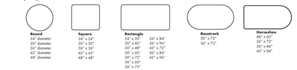 Sizes of breakroom tables
