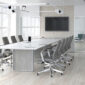 White Conference Table with Contrasting Accents