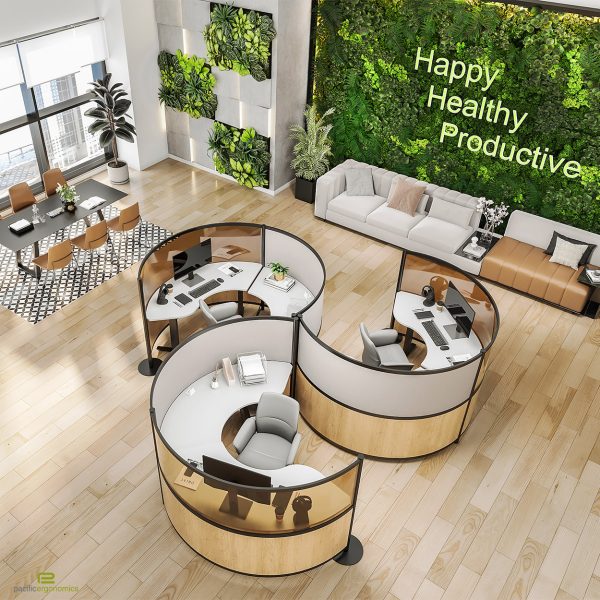 Modern Office Rounded Cubicles with Adjustable Desk