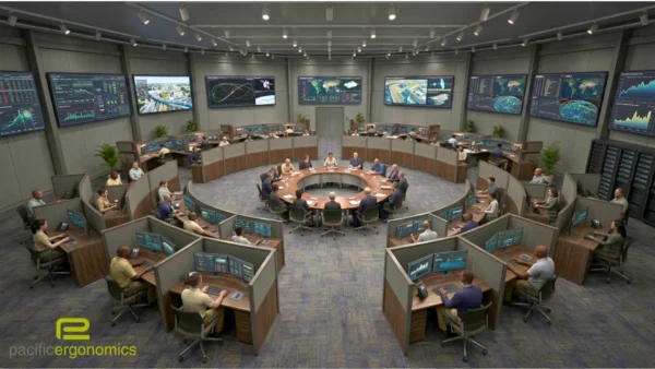 Lunar Orbit Circular Custom command center furniture by Pacific Ergonomics Lunar Orbit Circular Custom command center furniture by Pacific Ergonomics