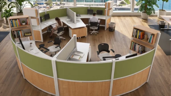 collaborative cubicles with bookcases