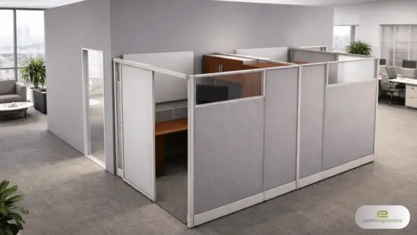 Private office cubicles with sliding doors