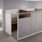 Private office cubicles with sliding doors