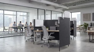 Sound Absorbing Privacy Panels in Grey
