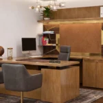Executive U Shaped Office Desk- Tile Integrated into Back