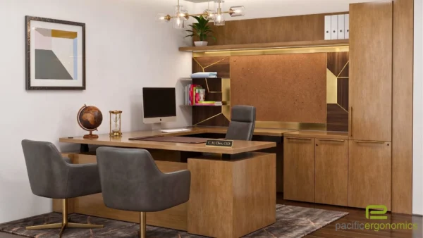 Executive U Shaped Office Desk- Tile Integrated into Back Executive U Shaped Office Desk- Tile Integrated into Back