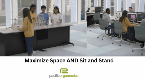 Sit stand training table with recessed monitor