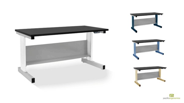 height adjustable sit stand table white