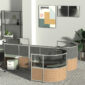 4 Person cubicle workstations- laminate wood grain bottom