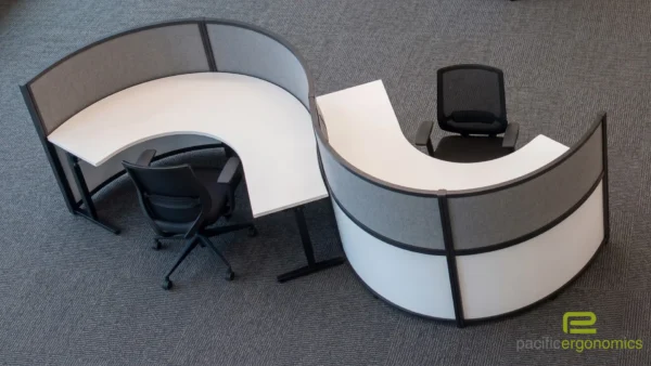 LunaCurve™ Curved Office Workstation-49 Panel with Height Adjustable Desks