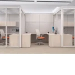 Demountable Partition Walls - Staggered private offices with doors and without