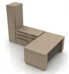 Desk configuration fitted to a window office