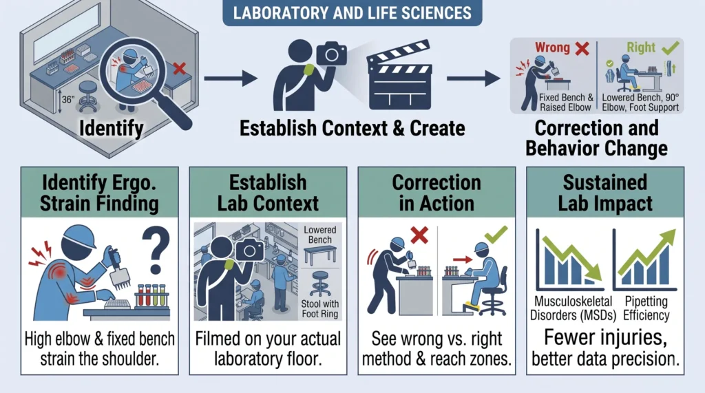 Task Specific Ergonomic Safety Training for Microscopy and Inspection