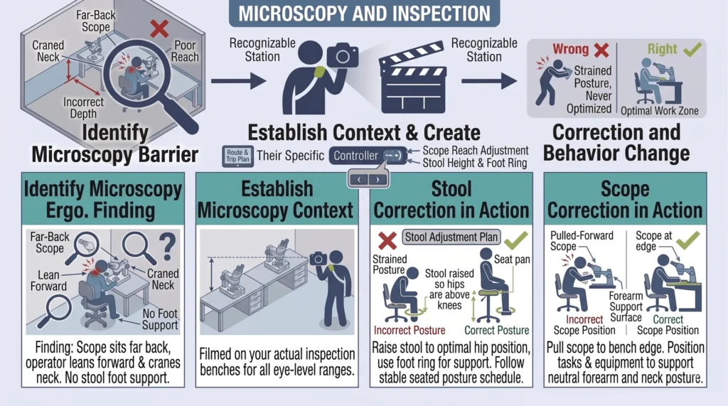 Task Specific Ergonomic Safety Training for Microscopy and Inspection