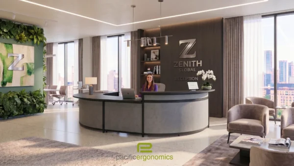 U Shaped Reception Desk with black frame- Gray