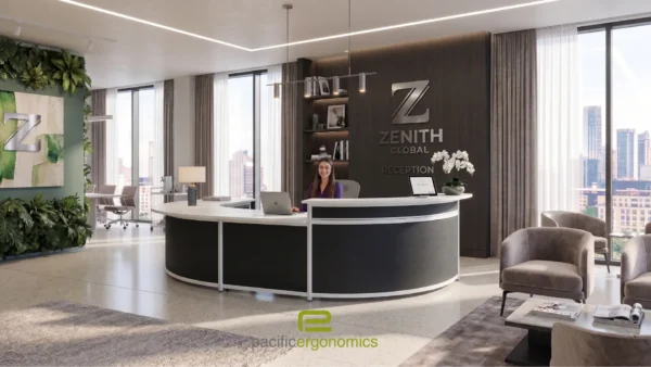U Shaped Reception Desk with white frame- Gray