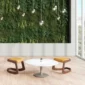 Break Room Tables, tables near a green wall