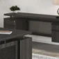 Industrial Executive Desk with Adjustable Return in a dark finish