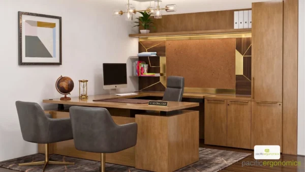 Executive U Shaped Office Desk- Tile Integrated into Back Executive U Shaped Office Desk- Tile Integrated into Back