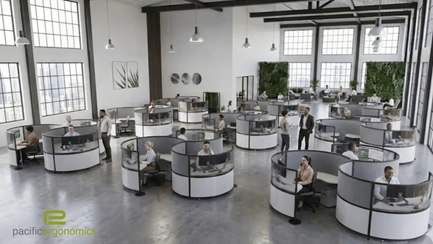 3 Person cubicle clusters rounded